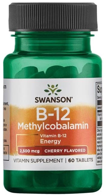 Swanson Vitamins & Minerals Vitamin B-12 Methylcobalamin, 2500mcg Cherry - 60 tablets