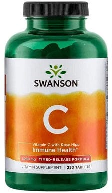 Swanson Vitamins & Minerals Vitamin C with Rose Hips Extract - Timed-Release, 1000mg - 250 tablets