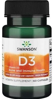 Swanson Vitamins & Minerals Vitamin D-3, 1000 IU - 60 caps