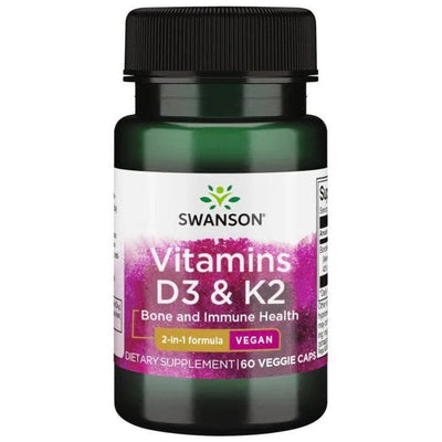Swanson Vitamins & Minerals Vitamins D3 & K2, 50mcg & 75mcg - 60 vcaps