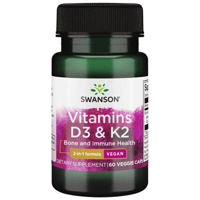 Swanson Vitamins & Minerals Vitamins D3 & K2, 50mcg & 75mcg - 60 vcaps