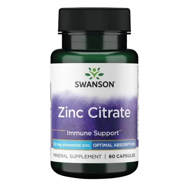 Swanson Vitamins & Minerals Zinc Citrate, 50mg - 60 caps