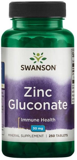 Swanson Vitamins & Minerals Zinc Gluconate, 30mg - 250 tablets