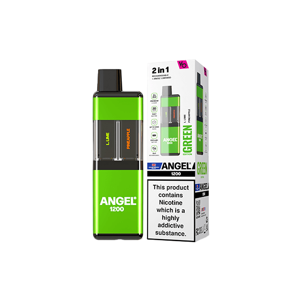 Vapes Bars Vaping Products Green Edition 20mg Angel 1200 2in1 By Vapes Bar Dual Prefilled Pod Kit 1200 Puffs