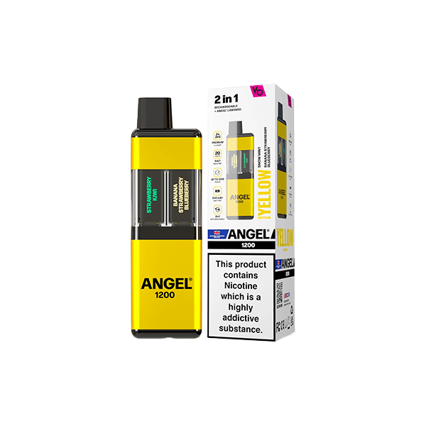 Vapes Bars Vaping Products Yellow Edition 20mg Angel 1200 2in1 By Vapes Bar Dual Prefilled Pod Kit 1200 Puffs