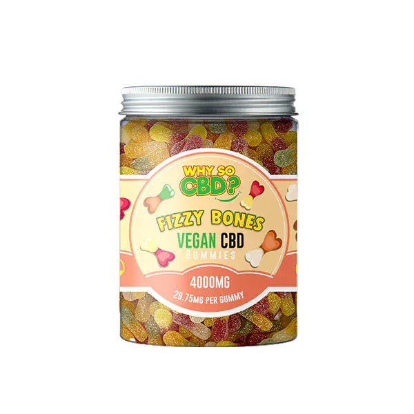 Why So CBD CBD Products Fizzy Bones Why So CBD? 4000mg Broad Spectrum CBD Large Vegan Gummies - 11 Flavours