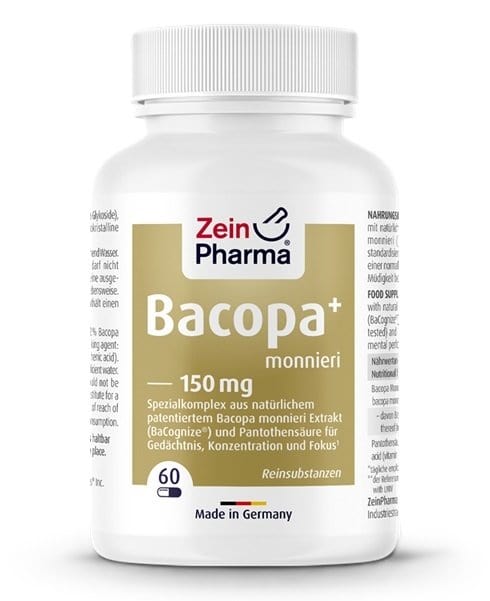 Zein Pharma Nootropics & Supplements Bacopa Monnieri+, 150mg - 60 caps