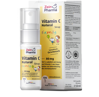 Zein Pharma Vitamin C Natural Syrup, 80mg (Sour Cherry) - 50 ml.
