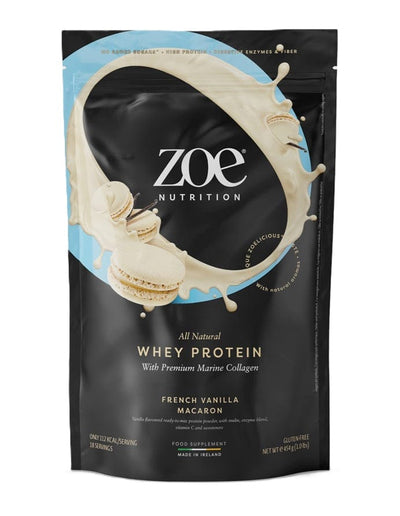 ZOE Nutrition Nootropics & Supplements Whey Protein with Premium Marine Collagen, French Vanilla Macaron - 454g