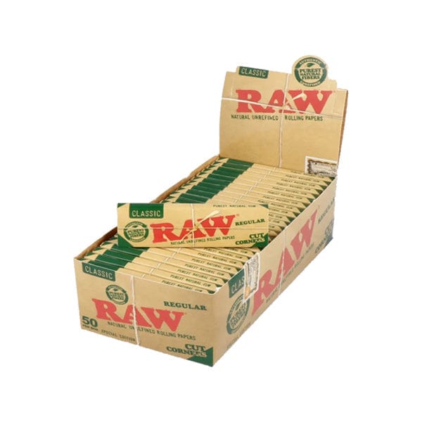 Raw Smoking Products Raw Classic Green Regular Corner Cut Rolling Papers (50 Pack)