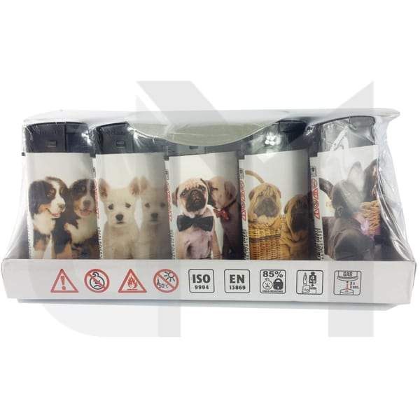 4Smoke Smoking Products Puppies 4Smoke Refillable Flat Printed Lighters 25 Pack - XHD8111