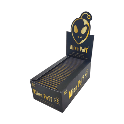 Alien Puff Smoking Products Alien Puff Black & Gold 1 1/4 Size Unbleached Brown Rolling Papers (50 Pack)