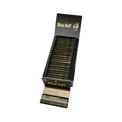 Alien Puff Smoking Products Alien Puff Black & Gold 1 1/4 Size Magnetic Unbleached Rolling Papers + Tips (22 Pack)