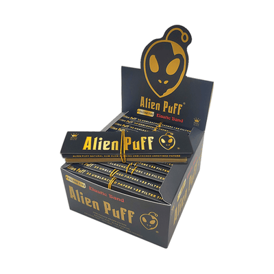 Alien Puff Smoking Products Alien Puff Black & Gold King Size Elastic Band Unbleached Papers + Filter Tips (22 Pack)