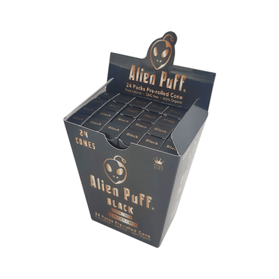 Alien Puff Smoking Products Alien Puff Black & Gold King Size Pre-Rolled Black Cones (24 Pack)