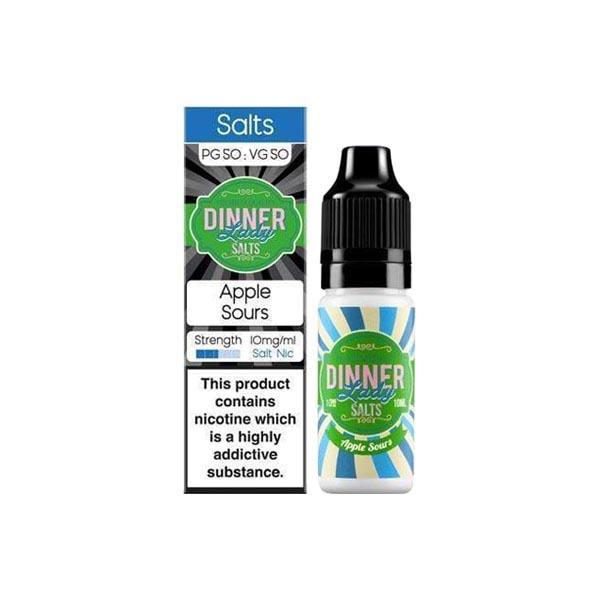 Dinner Lady Vaping Products Apple Sours 10mg Dinner Lady Flavoured Nic Salt 10ml (50PG/50VG)