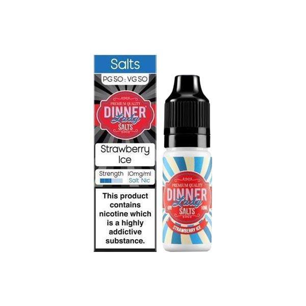 Dinner Lady Vaping Products Strawberry Ice 10mg Dinner Lady Flavoured Nic Salt 10ml (50PG/50VG)