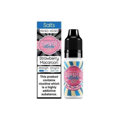 Dinner Lady Vaping Products Strawberry Macaroon 10mg Dinner Lady Flavoured Nic Salt 10ml (50PG/50VG)