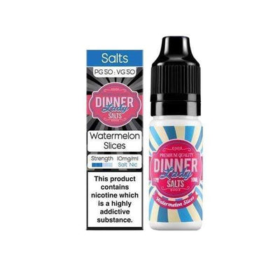 Dinner Lady Vaping Products Watermelon Slices 10mg Dinner Lady Flavoured Nic Salt 10ml (50PG/50VG)