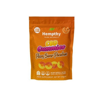 Hempthy CBD Products Fizzy Sour Peaches Hempthy 300mg CBD Gummies