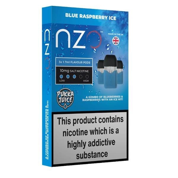 NZO Vaping Products Blue Raspberry Ice NZO 10mg Pukka Juice Salt Cartridges