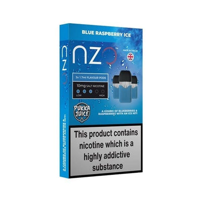NZO Vaping Products Blue Raspberry Ice NZO 20mg Pukka Juice Salt Cartridges
