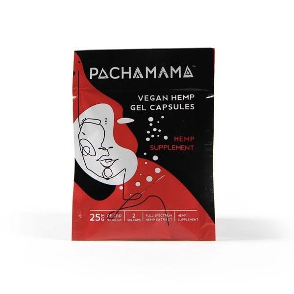 Pachamama 25mg CBD Vegan Hemp Gel Capsules - 2 Cap Sachets - 15 Pack - Hemprove UK