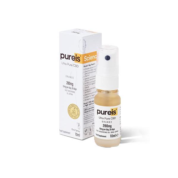 Pureis® CBD 280mg CBD Ultra Pure CBD Oral Spray - Orange - Hemprove UK