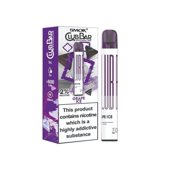 Smok Vaping Products Grape Ice 20mg Smok Club Bar Disposable Vape Pen 600 Puffs