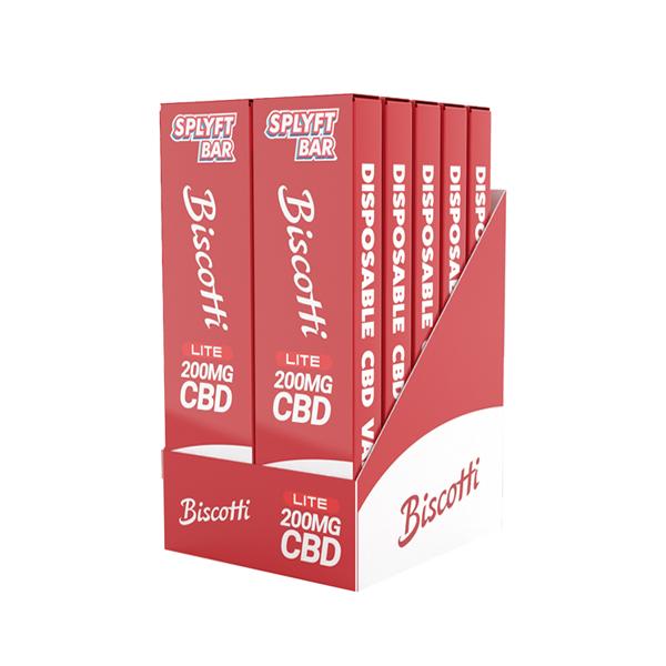 SPLYFT Vaping Products x10 (Display Box) / Biscotti SPLYFT BAR LITE 200mg CBD Disposable Vape