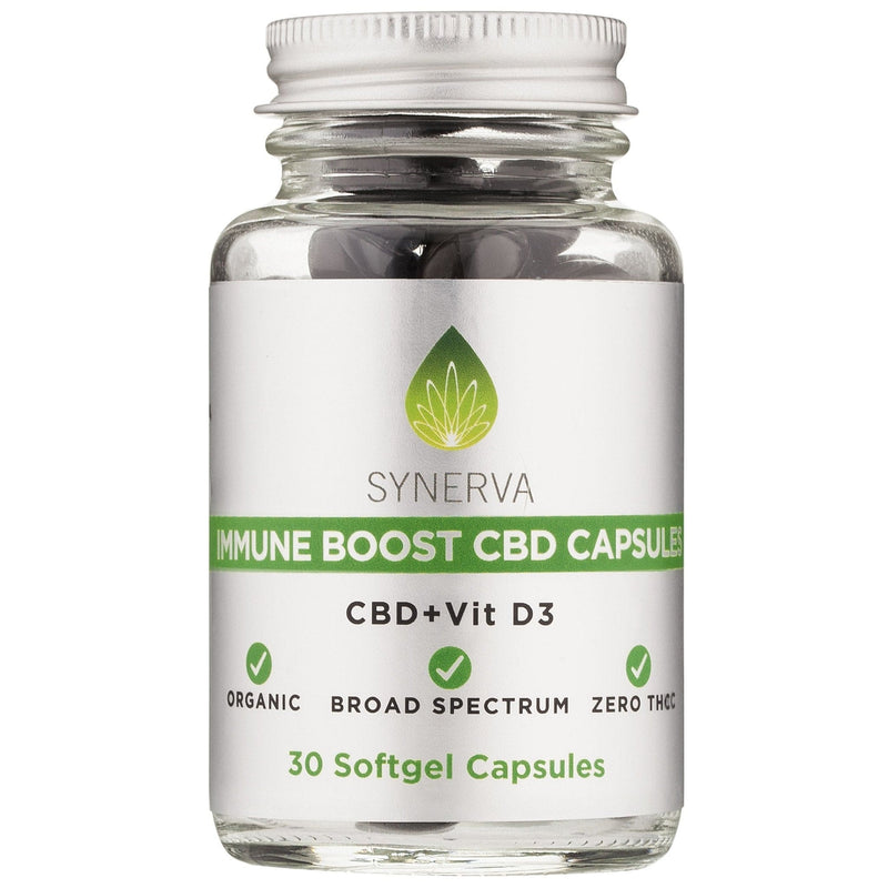 Synerva CBD UK 30 Synerva CBD UK Immune Boost 10mg CBD & Vitamin D Capsules