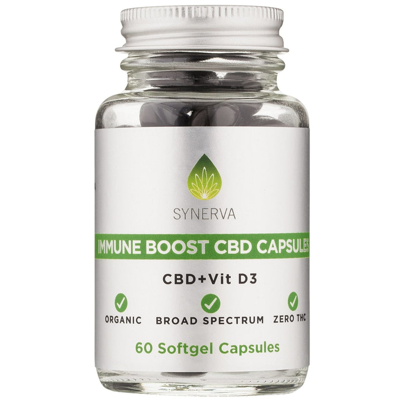 Synerva CBD UK 60 Synerva CBD UK Immune Boost 10mg CBD & Vitamin D Capsules