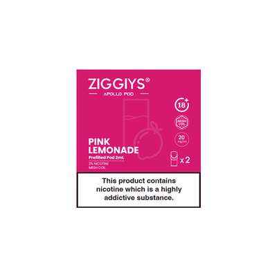Ziggiys Vaping Products Pink Lemonade Ziggiys Apollo Pre-Filled Replacement Pods 2PCS 2ml
